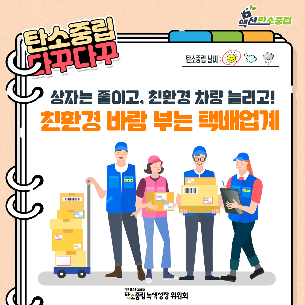 상자는 줄이고, 친환경 차량 늘리고!  친환경 바람 부는 택배 엽계