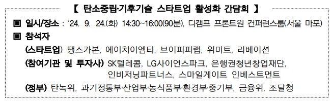 탄소중립‧기후기술 스타트업 활성화 간담회 】